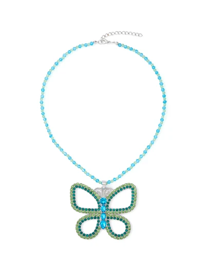 Trivaya 13 Going On 30 Vòng cổ choker hình bướm lớn Chuỗi hạt pha lê Mặt dây chuyền hình bướm dành cho phụ nữ Trang sức trang phục thanh lịch