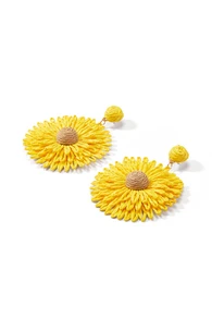 1 Pair Bohemian Style Handmade Woven Raffia Straw Round Sunflower Pendant Earrings - Sunflower - View 2