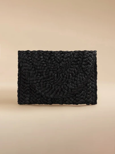 Glizzene 1 Pc Corn Husk Weave Dinner Clutch Bag Women's Fashion Simple Solid Straw Large Purse Woman Summer Casual For Vacation Travel&Fashionable Clothing Matching&Going Shopping With Friends, Party Bags,Perfect For Party Wedding Prom Dinner/Banquet Matching With Holiday Party Dress Evening Dress & Sequin Dress , Sequin