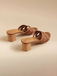 Glizzene Women's Comfortable Must-Have Slip-On High Heel Sandals, Suitable For New Year Holidays, Summer Beach, And Spring - Rust Brown - View 3