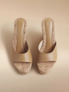 Glizzene Khaki Color Simple And Versatile New Women Sloping Sandals With Wide Strap, High Platform And Comfortable Height Increasing Slippers With Anti-Skid Thick Soles, Suitable For Indoor And Outdoor,Spring Summer Outfits - Khaki - View 2
