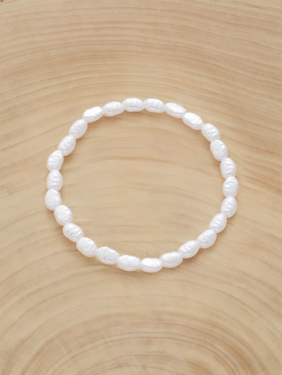 Glizzene 1pc Fashionable And Simple Personalized Asymmetrical Faux Pearl Women's Bracelet Banquet Party Date Daily Wear Gift - White - View 1