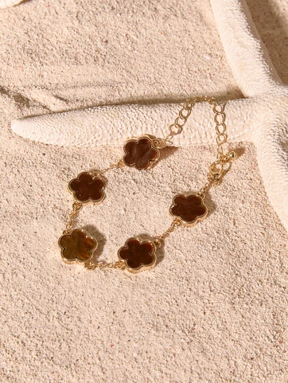 Tropiscape 1pc Sweet And Elegant Lucky Clover Pendant Necklace And Bracelet Set For Women Valentines Cottagecore,SummerOutfit