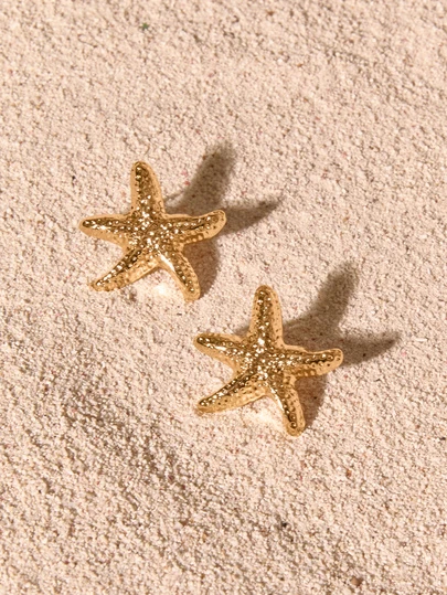 Tropiscape 1 Pair Of Stylish, Elegant And Simple Starfish Earrings Cottagecore,SummerOutfit