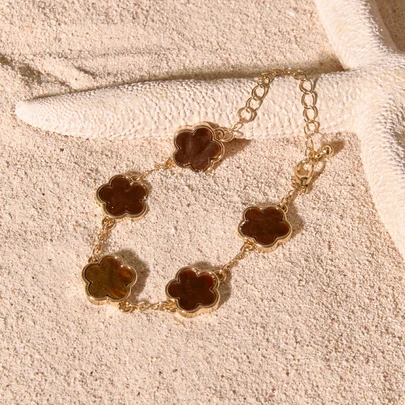 Tropiscape 1pc Sweet And Elegant Lucky Clover Pendant Necklace And Bracelet Set For Women Valentines Cottagecore,SummerOutfit