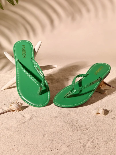 Tropiscape Women's Summer Open Toe Flat Sandals, Woven Strap Flip Flops, Lightweight Casual Slippers Cottagecore,SummerOutfit