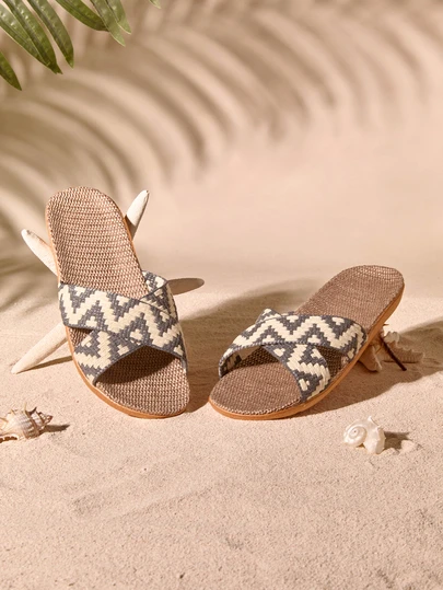 Tropiscape Lightweight Linen Slippers, Anti-Slip Indoor Slippers With Soft Soles, Simple & Fashionable Bedroom Slippers For Summer Cottagecore,SummerOutfit