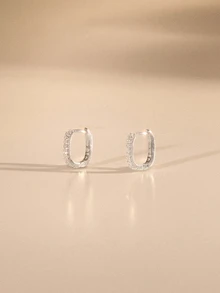 Etoivie High Quality 925 Sterling Silver Plated Crystal Round Hoop Earrings, Suitable For Women's Wedding Party Gifts, Versatile Streetwear Accessory Halloween - Silver - View 3