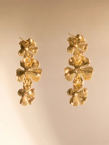 Etoivie 1 Pair Fashionable Bohemian Style Flower Earrings - Yellow Gold - View 3