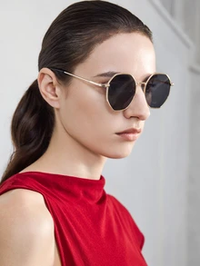 NobleVue 1 Paar Damen Metall Geometrischer Rahmen Modebrillen, modischer Retro-Stil - geeignet für Straßenfotografie, Strandurlaub, Lässig und Alltag | Modeaccessoire - Verschiedenfarbig - Übersicht 2