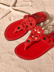 Tropiscape New Fashion Women's Daily Casual Thong Flat Sandals,Spring Summer Outfits Cottagecore,SummerOutfit - Red - View 5