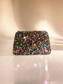 Etoivie Mini Fashionable Sequin Shoulder Bag, Chain Strap Small Square Bag For Women , Sequin - Multicolor - View 3