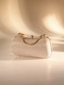 Etoivie Shiny Sequin Luxury Mini Rhinestone Decorated Box Bag, Evening Clutch, Faux Pearl Metal Chain Crystal Decor, Suitable For Party Girls, Ladies, Brides, Perfect For Party, Wedding, Prom, Gala - Multicolor - View 5