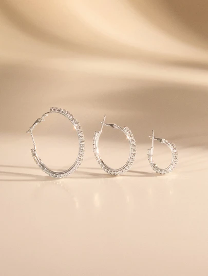 Etoivie 6 stuks stijlvolle, prachtige, volledig met strass bezette, kubieke zirkonia's, glanzende bling bling oversized creolen, set, geschikt voor festivals, feesten, daten, cadeaus en dagelijks gebruik