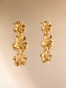 Etoivie 1 Pair Fashionable Bohemian Style Flower Earrings - Yellow Gold - View 2