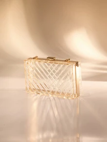 Etoivie Clear Acrylic Box Bag, Popular Dinner Bag, Crossbody Chain, Small Square Bag, Fashionable Shoulder Bag For Women Halloween - Clear - View 2