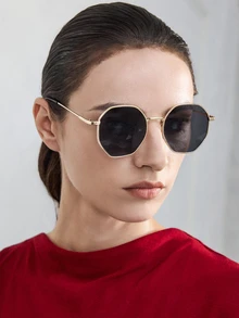 NobleVue 1 Paar Damen Metall Geometrischer Rahmen Modebrillen, modischer Retro-Stil - geeignet für Straßenfotografie, Strandurlaub, Lässig und Alltag | Modeaccessoire - Verschiedenfarbig - Übersicht 3