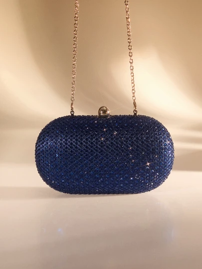 Etoivie Elegant Fashion Rhinestone Embellished Oval Clutch Bag, Party Bag Perfect For Party Wedding Prom Dinner/Banquet Matching With Holiday Party Dress Evening Dress & Sequin Dress, Glamorous Rhinestone Bag