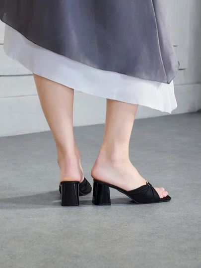 NobleVue Square Toe Thin Heel Fashionable Peep-Toe Sandals, Sexy Open Toe Bowknot Women's High Heel Sandals,Spring Summer Outfits
