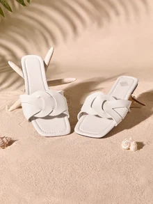 Tropiscape 2021 neue Damen H Pantoffeln, modischer und lässiger Stil, römischer Stil, bequem, schwarz/beige/braun, flach, geprägt, lässig, von Bloggern empfohlen, mit Strass, mit dicker Sohle, Keilabsatz, Sandalen, Fee, geruchshemmend, rutschfest, einfach, Krokodilmuster, Metalldekor, flach, sommerliche modische Pantoffeln, Strandoutfits Cottagecore, Sommeroutfit - Weiss - Übersicht 1