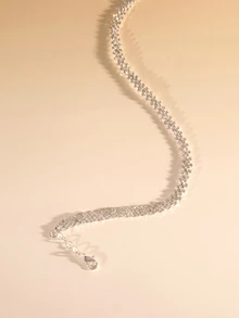 Etoivie 1pc Luxury Teardrop Rhinestone Claw Chain Welded Rhinestone Necklace, Women's, Perfect For Weddings, Engagements, Galas And Other Occasions - Silver - View 6