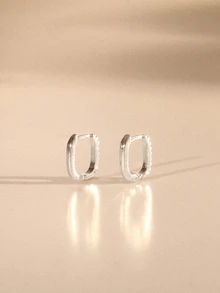 Etoivie High Quality 925 Sterling Silver Plated Crystal Round Hoop Earrings, Suitable For Women's Wedding Party Gifts, Versatile Streetwear Accessory Halloween - Silver - View 2