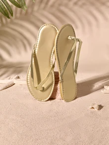 Tropiscape Women Flat Sandals - Emas - View 2