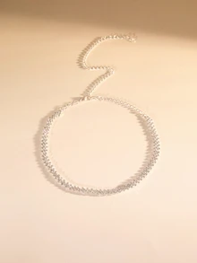 Etoivie 1pc Luxury Teardrop Rhinestone Claw Chain Welded Rhinestone Necklace, Women's, Perfect For Weddings, Engagements, Galas And Other Occasions - Silver - View 1