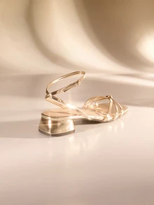 Etoivie Women's New Simple Summer Style Open Toe Cross Strap Metallic High Heel Sandals, Perfect For Parties - Gold - View 5