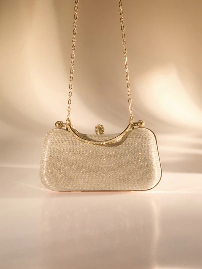 Etoivie Shiny Sequin, Luxury Mini Crystal Decor Chain Sequin Box Bag, Evening Clutch, Faux Pearl Accent, Suitable For Party Girls, Ladies, Brides, Perfect For Party, Wedding, Prom, Formal Occasions. This Shiny Elegant Crossbody Wallet, Women's Evening Clutch, Fashionable Lace Floral Pattern, Exudes Luxury Vibe.