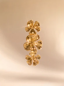 Etoivie 1 Pair Fashionable Bohemian Style Flower Earrings - Yellow Gold - View 4