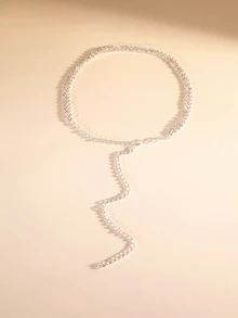 Etoivie 1pc Luxury Teardrop Rhinestone Claw Chain Welded Rhinestone Necklace, Women's, Perfect For Weddings, Engagements, Galas And Other Occasions - Silver - View 2