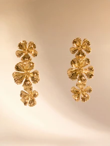 Etoivie 1 Pair Fashionable Bohemian Style Flower Earrings - Yellow Gold - View 5