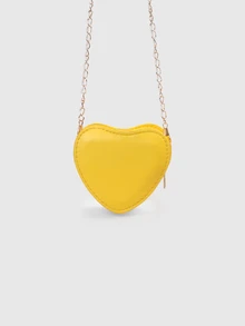 DareSee Túi xách thời trang mới lạ thiết kế hình trái tim màu vàng mini xích Valentine - Màu vàng - Xem 1