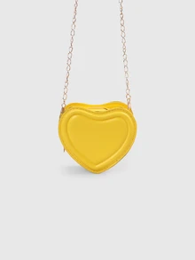 DareSee Túi xách thời trang mới lạ thiết kế hình trái tim màu vàng mini xích Valentine - Màu vàng - Xem 2