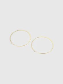 DareSee 1對歐美時尚大圓圈耳環 女款人氣簡約扁壓式誇張造型飾品 返校季配件 - 金黃色 - 查看 4