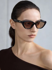 NobleVue 1 chiếc kính mắt mèo gọng nhỏ, thời trang cao cấp, phong cách đường phố cổ điển. - nâu sẫm - Xem 2