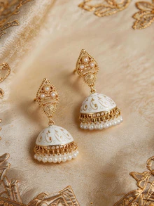 Etoivie Faux Pearl Rumbai Dekorasi Jhumka Drop Earrings - MultiWarna - View 7