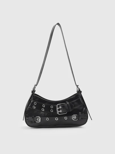 1pc Y2K Gothic Style Rivet Decor Retro Square Decor Women's Shoulder Bag, Suitable For Daily Outings, Perfectly Matches Music Festivals, Rock Style Handbag
