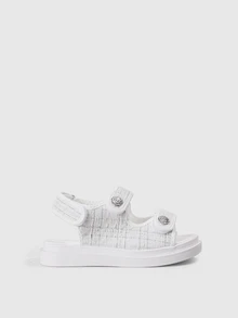DareSee Giày sandal nữ thanh lịch, kiểu dáng casual đa năng với khóa dán, giày đế bằng đính đá, sandal thể thao đế dày mới, thích hợp cho mùa xuân hè. - trắng - Xem 4