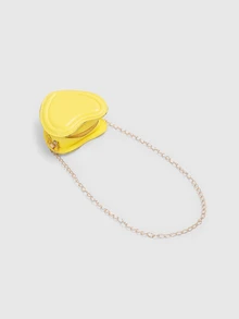 DareSee Túi xách thời trang mới lạ thiết kế hình trái tim màu vàng mini xích Valentine - Màu vàng - Xem 4