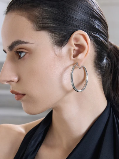 1 Pair Fashionable Basic Minimalist Metal Round Clip-On Earrings (For Non-Pierced Ears)