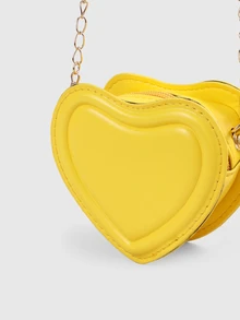 DareSee Túi xách thời trang mới lạ thiết kế hình trái tim màu vàng mini xích Valentine - Màu vàng - Xem 6