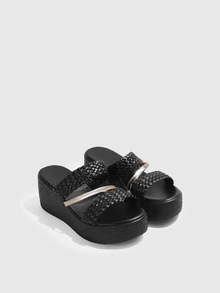 DareSee Giày sandal đế xuồng cao cổ chống thấm nước kiểu retro dành cho nữ, thích hợp cho trang phục mùa xuân hè. - màu đen - Xem 1
