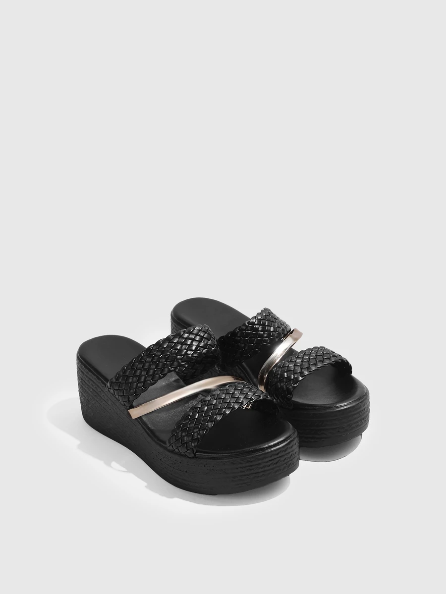 DareSee Giày sandal đế xuồng cao cổ chống thấm nước kiểu retro dành cho nữ, thích hợp cho trang phục mùa xuân hè. - màu đen - Xem 1