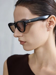 NobleVue 1 chiếc kính mắt mèo gọng nhỏ, thời trang cao cấp, phong cách đường phố cổ điển. - nâu sẫm - Xem 3