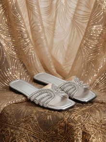 Farahzel Spring And Summer New Fashionable Sandals For Women, And Casual Style, Roman Style Slip-On Sandals For Women - Silver - View 1