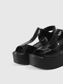 DareSee Giày sandal đế xuồng buộc dây màu đen thời trang nữ, phù hợp với trang phục mùa xuân hè. - màu đen - Xem 5