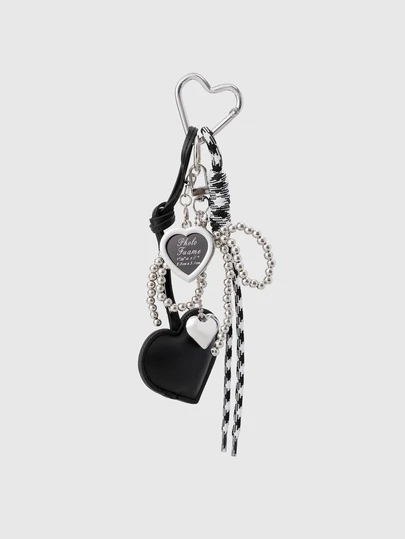 DareSee Y2K Fashion Bowknot Heart Shaped Keychain Pendant, Unique Woven Keychain Charm, Women's Keychain Pendant - Bowknot Heart Shaped Charm, Backpack Decor, Daily Accessory, Perfect Gift For Women, Woven Ring Design, Bag Charm
