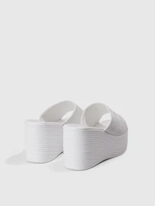 DareSee Dép đế xuồng Jacquard đơn giản và thời trang dành cho nữ, phù hợp với trang phục mùa xuân hè. - trắng - Xem 3